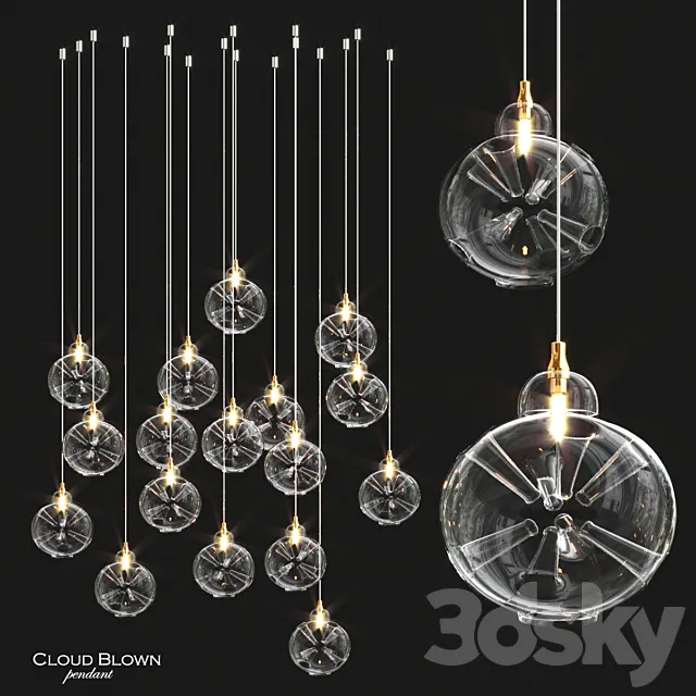 Cloud Blown Glass Pendant Light 3ds Max