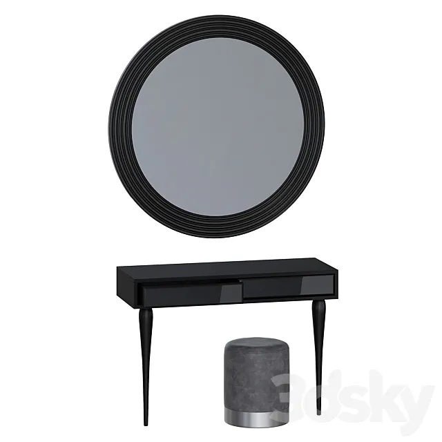 Cloud dressing table Cloud mirror and Kami pouf 3ds Max