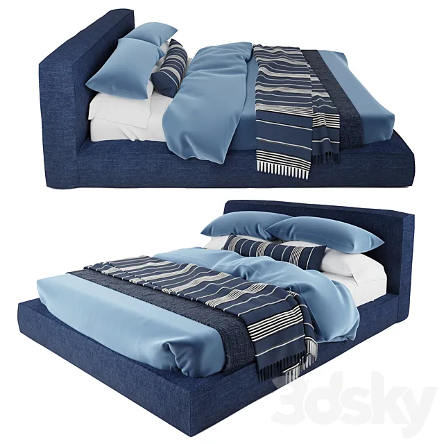 Cloud Platform Slipcovered bed | RH bed with bedding 3DSMax File