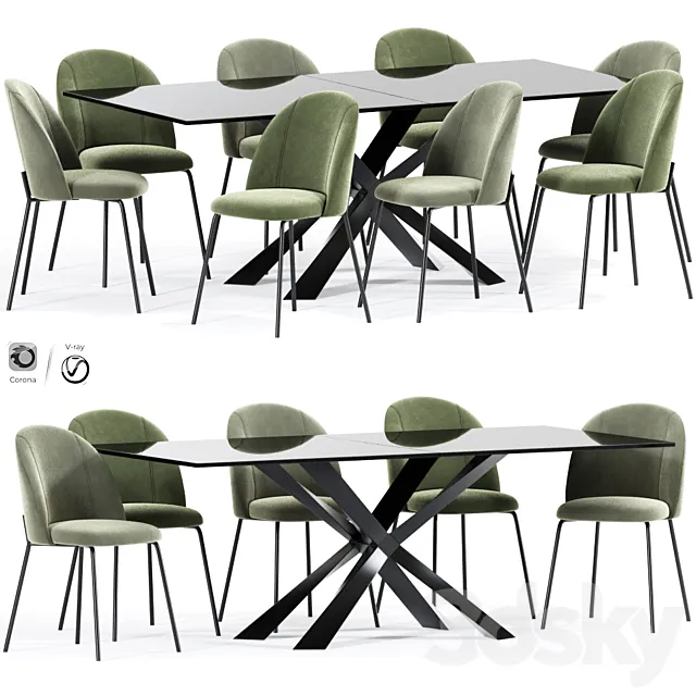 Cloyd Dining Table Chair Collection 3DS Max Model