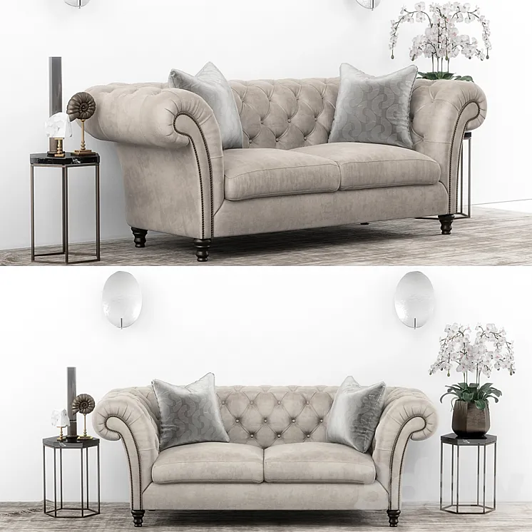 Club Chesterfield sofa set 3DS Max