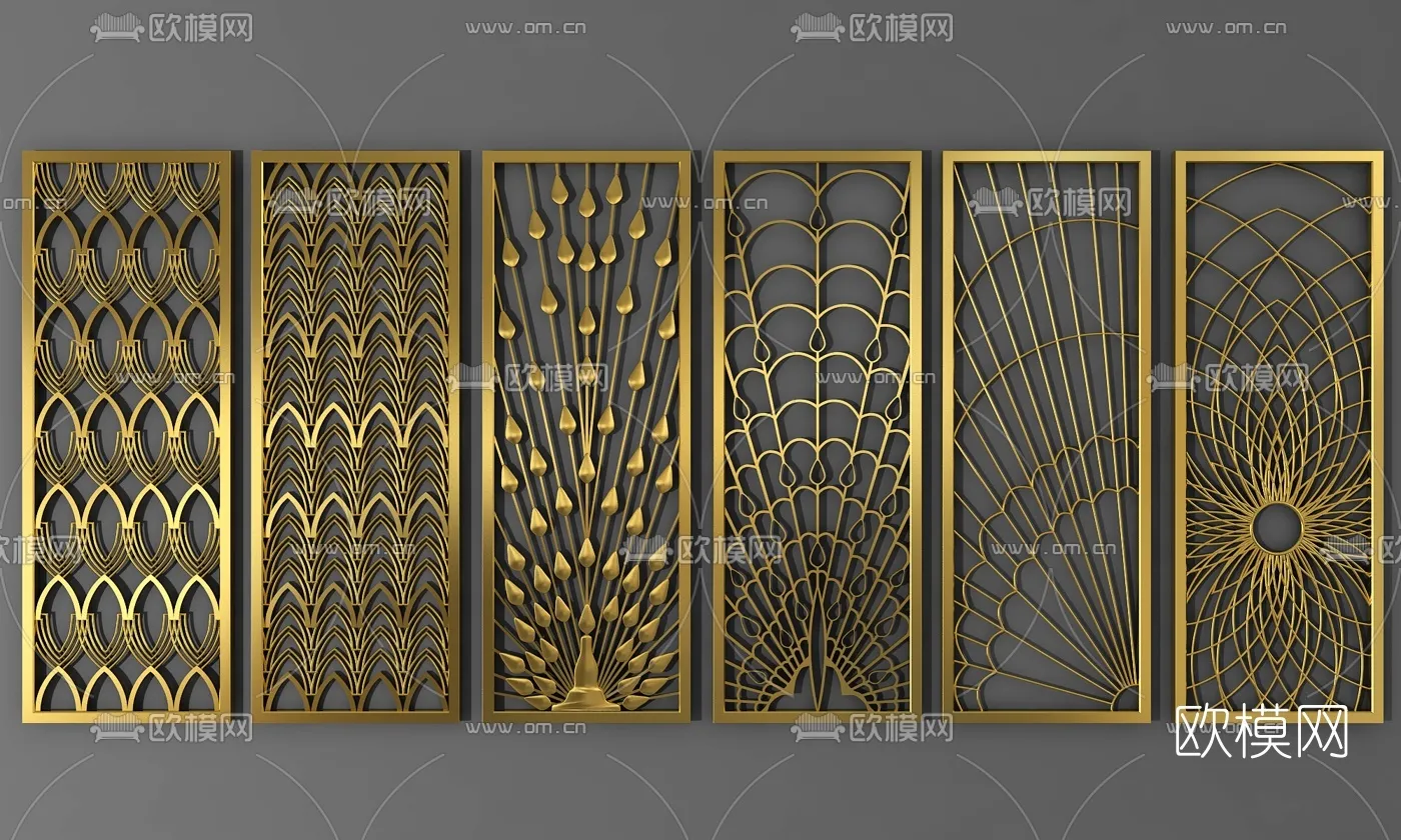 CNC Panels 3D Models – CNC Wall 3D Blocks – 043 – VRAY Render