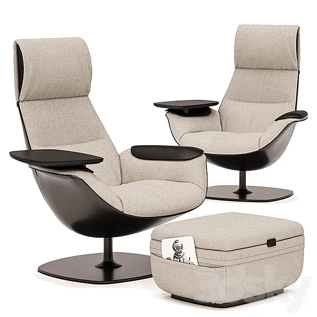 Coalesse Massaud Lounge Chair and Ottoman 5 colors 3ds Max