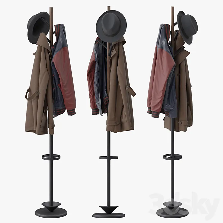 Coat Rack with Umbrella 3DS Max Model