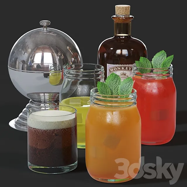 Cocktails small set 3ds Max