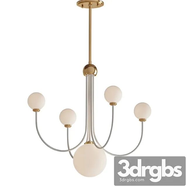 Coco 5-light aged brass white led chandelier with opal shiny glass shade 3dsmax Download