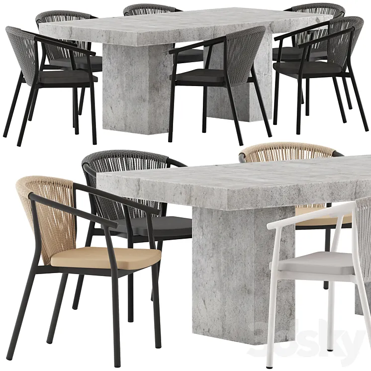 Coco Republic Abbott Dining Table and Marco Chair 3DS Max