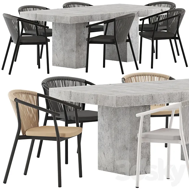 Coco Republic Abbott Dining Table and Marco Chair 3DSMax File