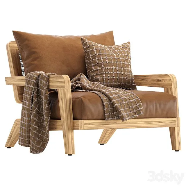 Coco Republic Claude Outdoor leather Lounge Chair 3dsMax Model