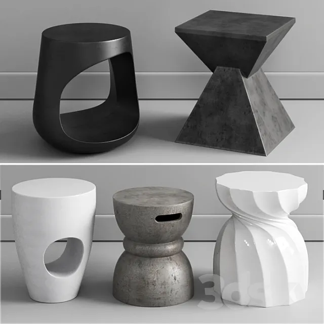 Coco Republic Concrete Stools 3DS Max Model