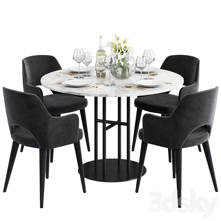 Coco Republic Flex Dining Table & Astor Carver Dining Chair 3DS Max