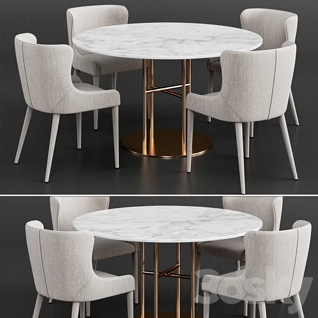 Coco Republic Markson Dining Chair & Flex Dining Table 3DSMax File