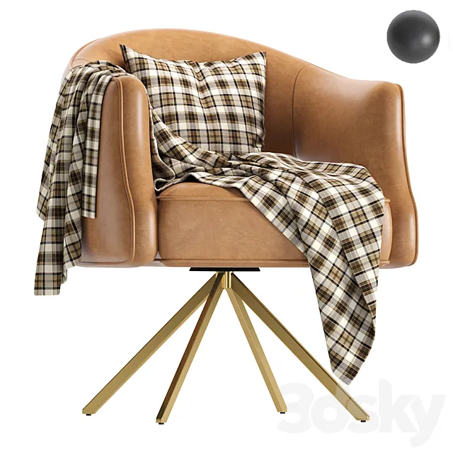 Coco Republic Terrace Desk Chair Leather 3DS Max Model