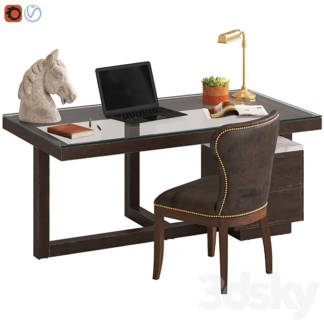 Coco Republic Toledo Desk and Richmond Chair 3DS Max Model