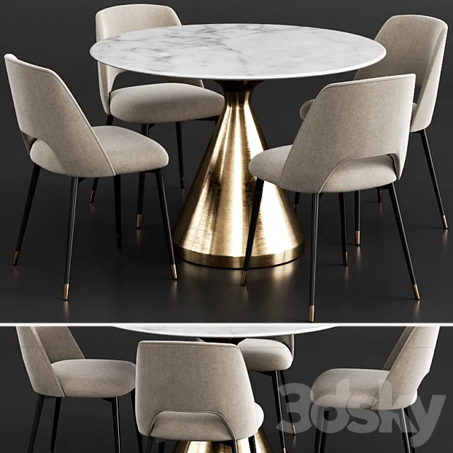 Coco Republic & West Elm  Dinning Set 3ds Max