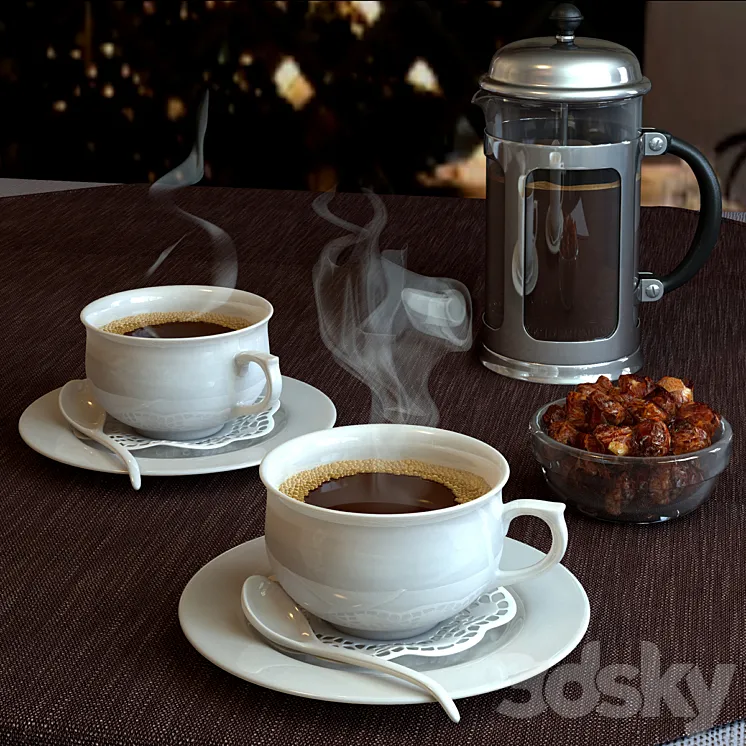 Coffee and coffee maker 3DS Max