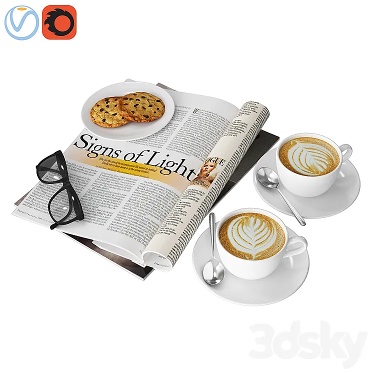 Coffee and magazine 3DS Max