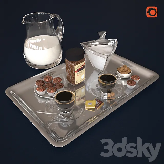 Coffee bushido and decorative set 3DSMax File