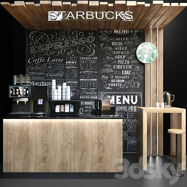 Coffee point Starbucks. Cafe 3DS Max Model