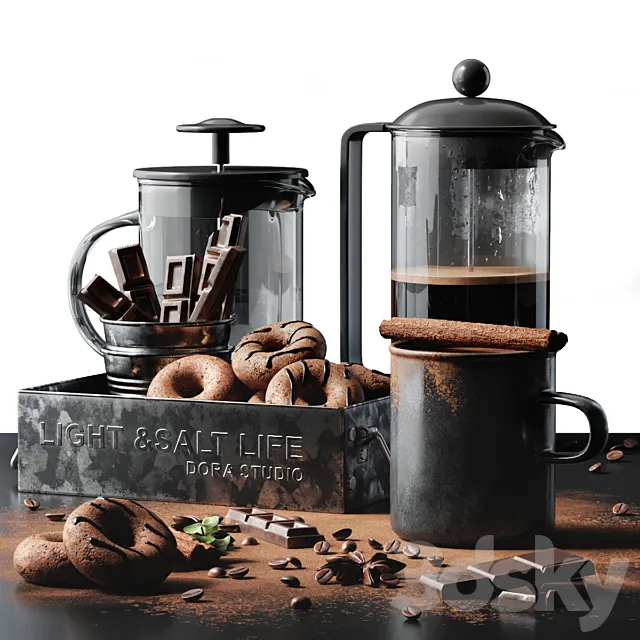 Coffee set 3 3DSMax File