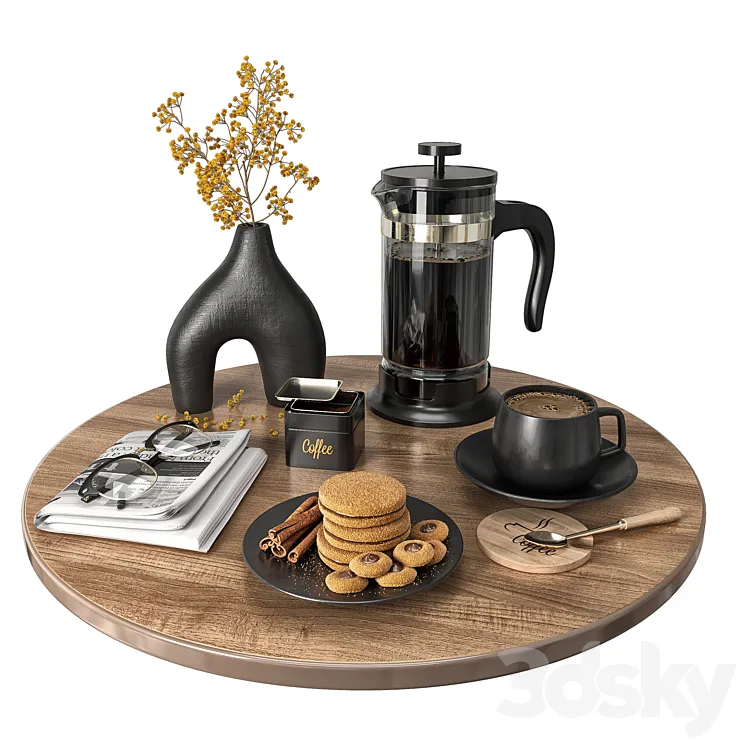 “Coffee Set “”Black””” 3DS Max Model
