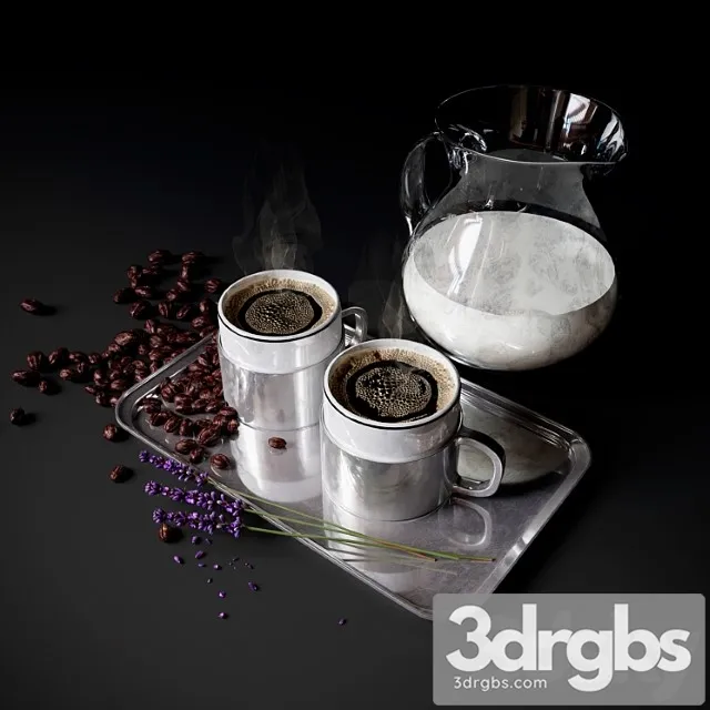 Coffee set with milk 3dsmax Download