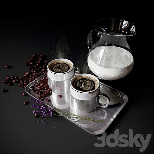 Coffee Set with milk 3DS Max Model