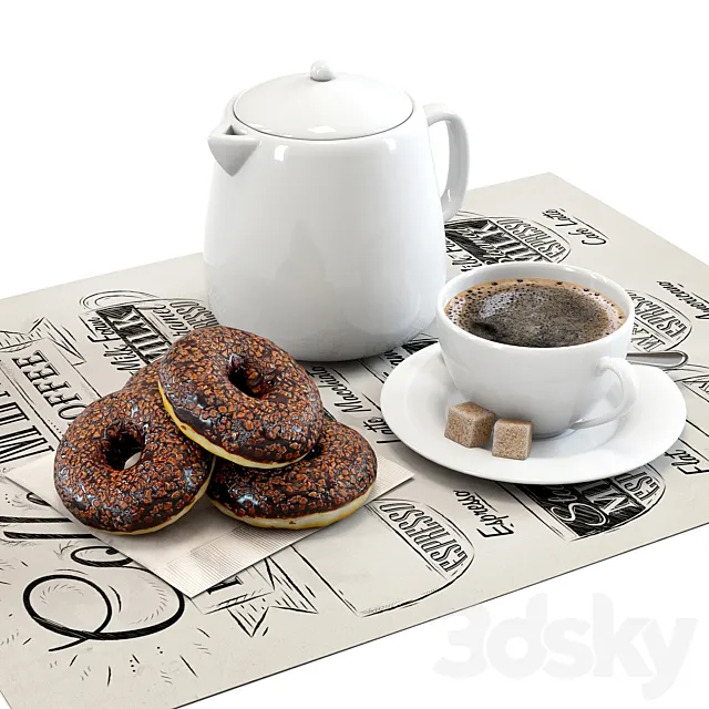 Coffee shop | Donuts set 01 3DSMax File