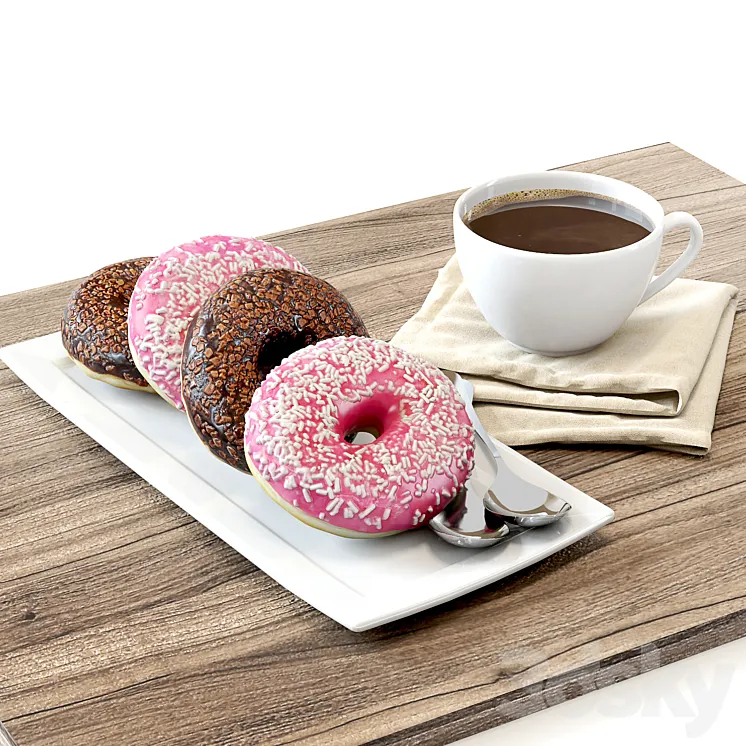 Coffee shop | Donuts set 02 3DS Max