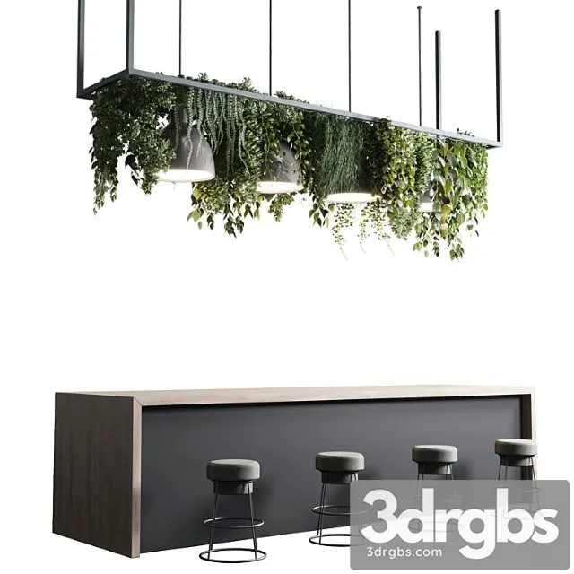 Coffee Shop Reception Restaurant Counter by Hanging Plant 04 3dsmax Download
