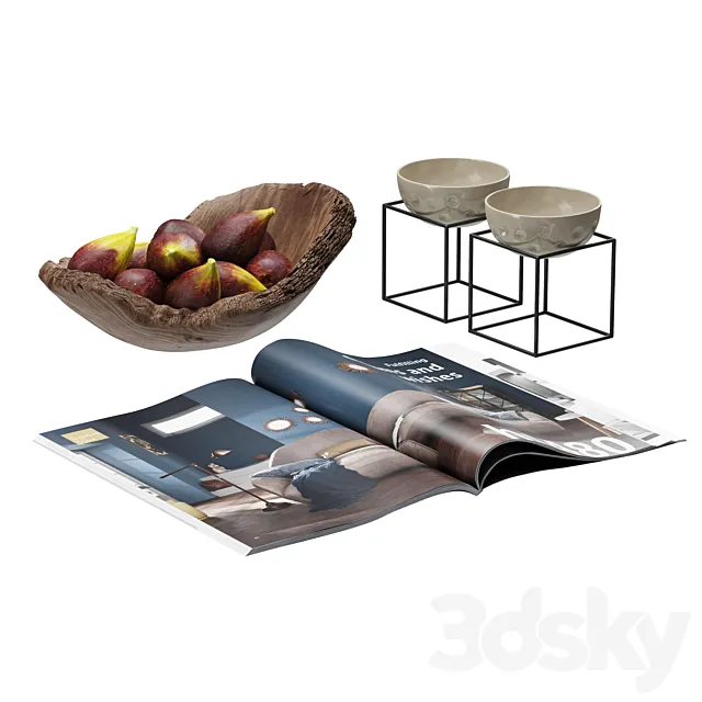 Coffee Table Accessories Magazine Fig Bowl Plate 3DSMax File