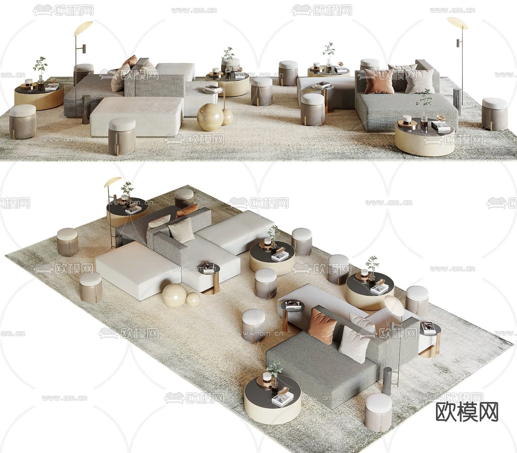 Coffee Table and Armchair Sets – 3D Models – Cafe Interior 3D Scenes – 007 – VRAY Render