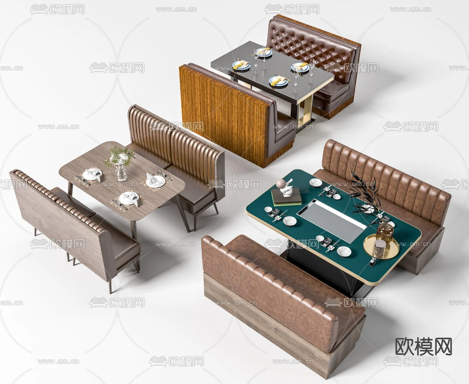 Coffee Table and Armchair Sets – 3D Models – Cafe Interior 3D Scenes – 011 – VRAY Render