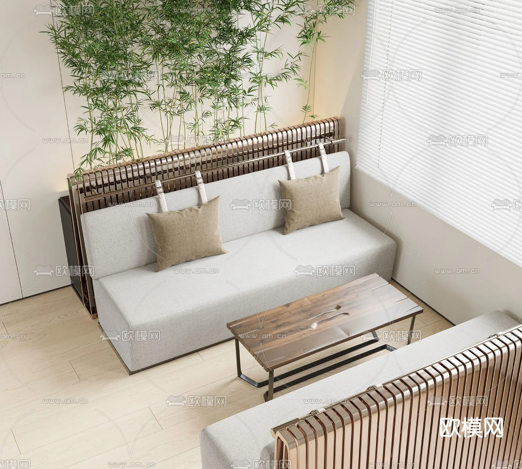 Coffee Table and Armchair Sets – 3D Models – Cafe Interior 3D Scenes – 012 – VRAY Render