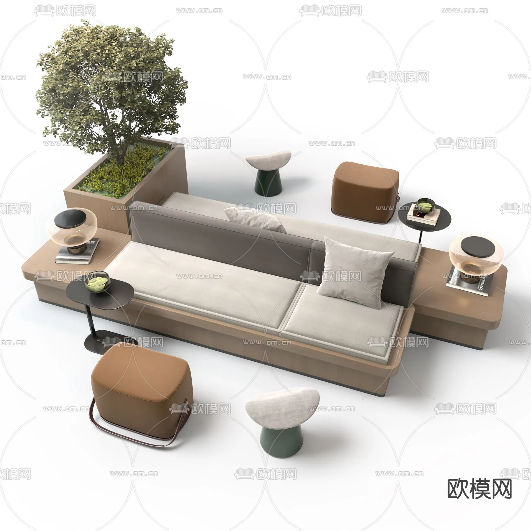 Coffee Table and Armchair Sets – 3D Models – Cafe Interior 3D Scenes – 019 – VRAY Render