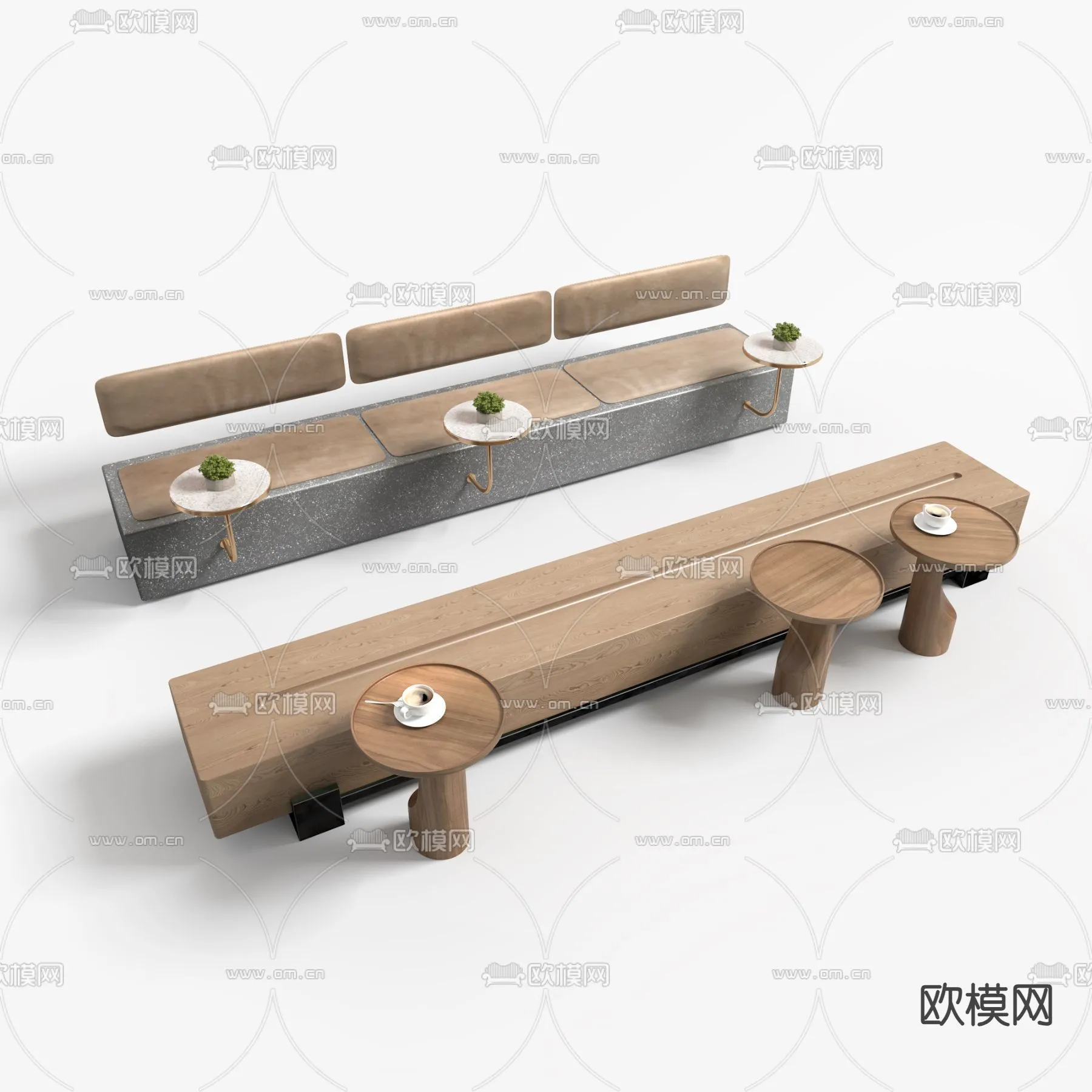 Coffee Table and Armchair Sets – 3D Models – Cafe Interior 3D Scenes – 026 – VRAY Render