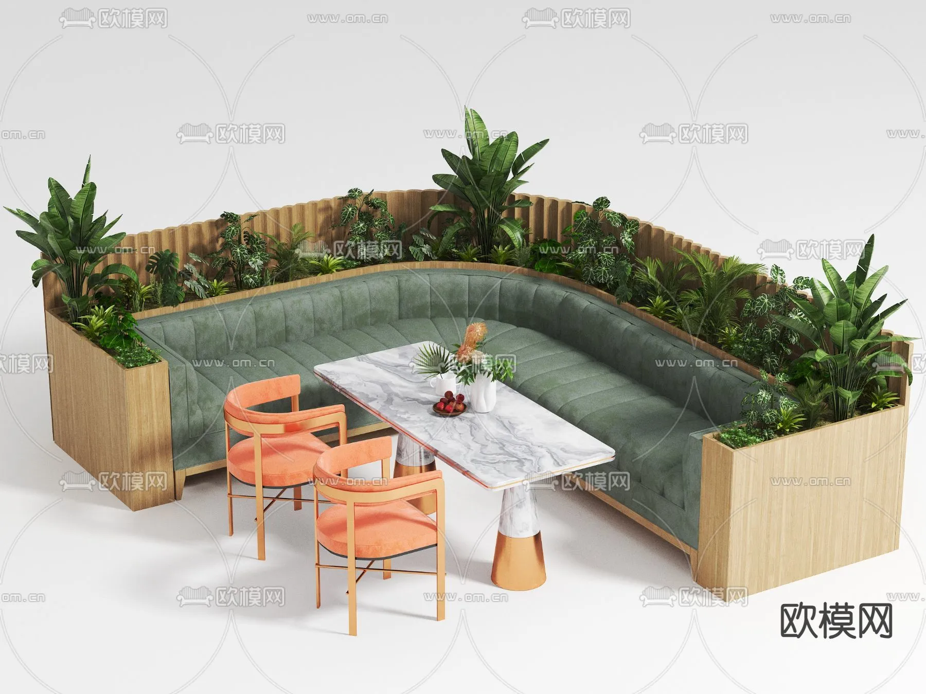Coffee Table and Armchair Sets – 3D Models – Cafe Interior 3D Scenes – 033 – VRAY Render