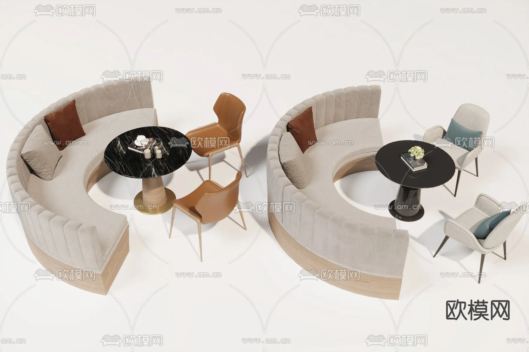 Coffee Table and Armchair Sets – 3D Models – Cafe Interior 3D Scenes – 039 – CORONA Render
