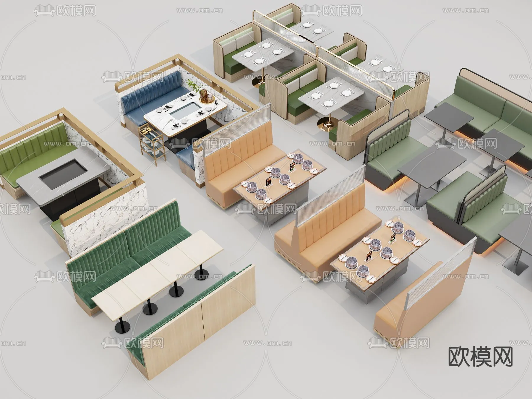 Coffee Table and Armchair Sets – 3D Models – Cafe Interior 3D Scenes – 042 – VRAY Render