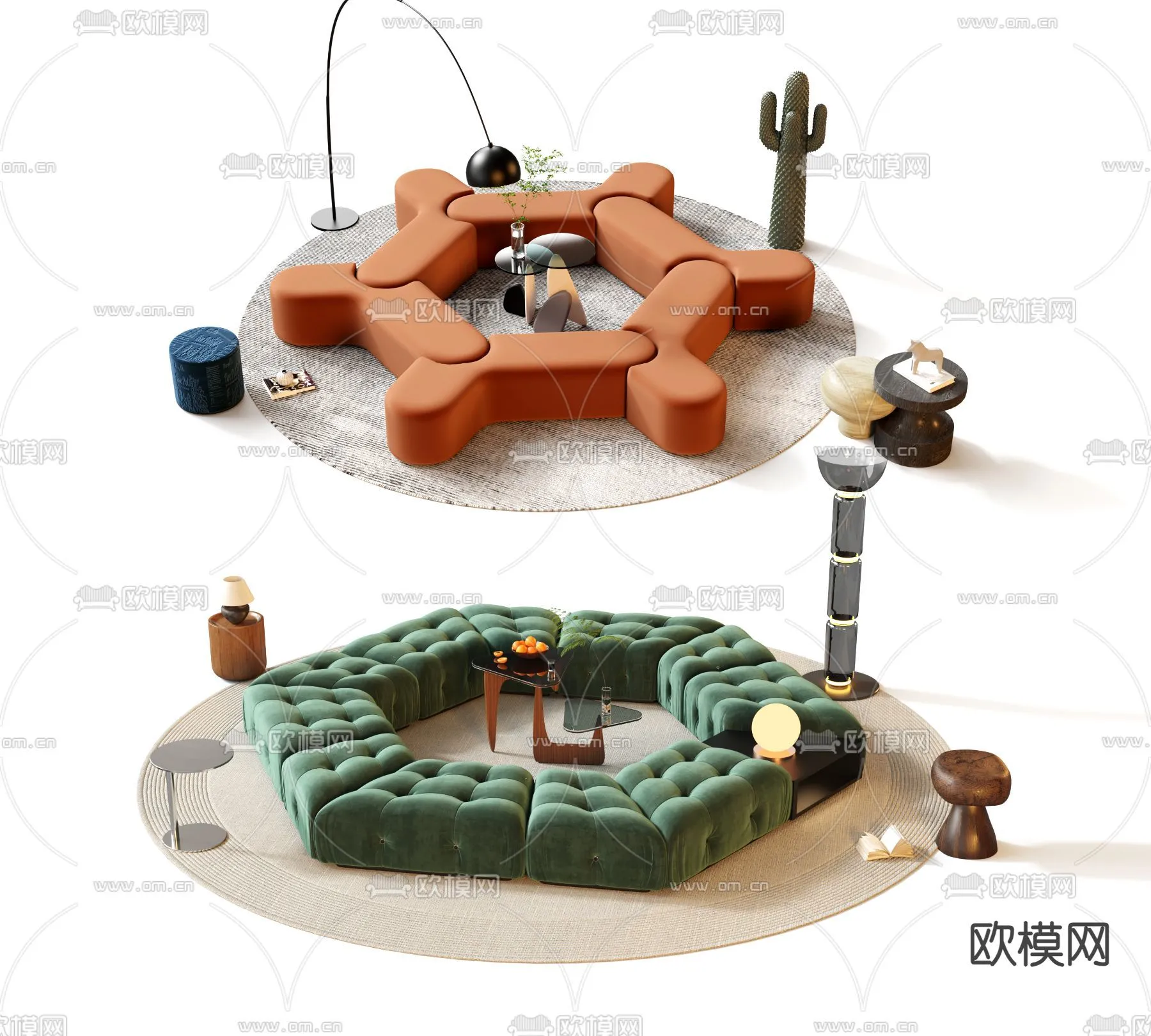 Coffee Table and Armchair Sets – 3D Models – Cafe Interior 3D Scenes – 045 – VRAY Render