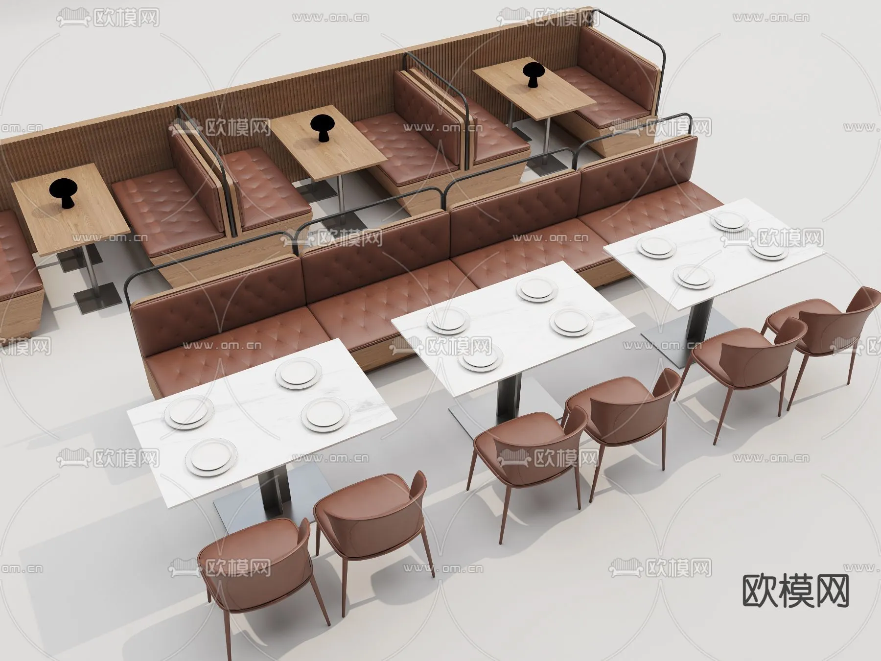 Coffee Table and Armchair Sets – 3D Models – Cafe Interior 3D Scenes – 048 – VRAY Render