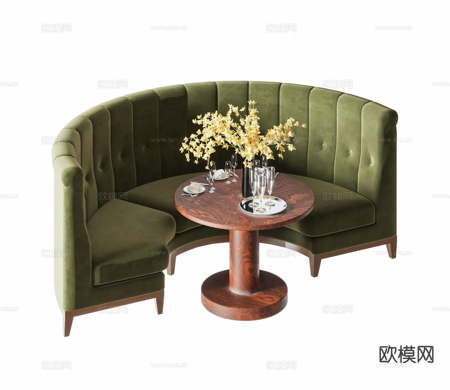Coffee Table and Armchair Sets – 3D Models – Cafe Interior 3D Scenes – 057 – VRAY Render