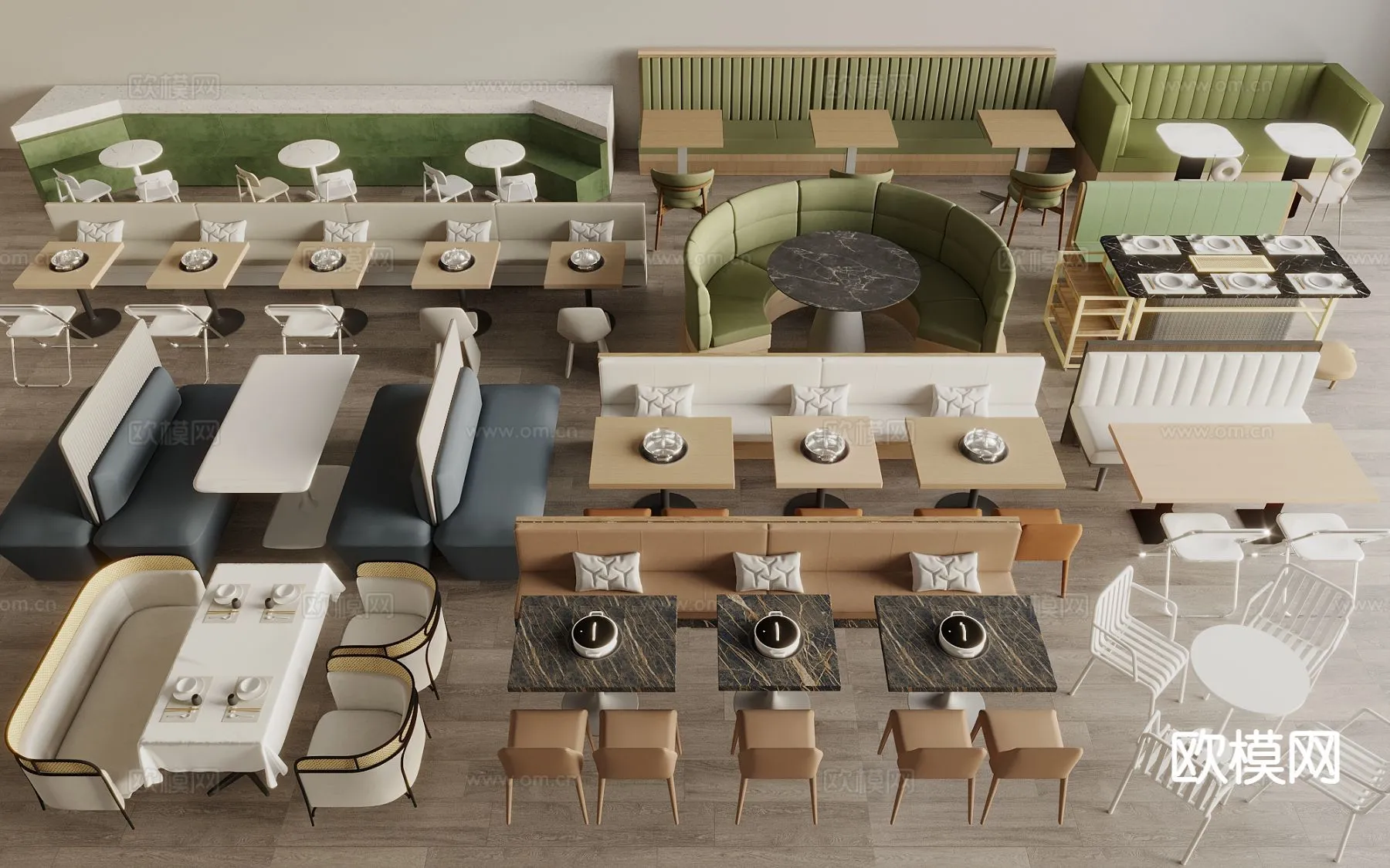 Coffee Table and Armchair Sets – 3D Models – Cafe Interior 3D Scenes – 058 – VRAY Render
