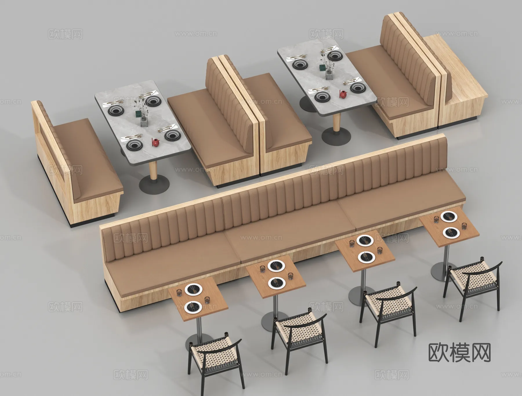 Coffee Table and Armchair Sets – 3D Models – Cafe Interior 3D Scenes – 088 – VRAY Render