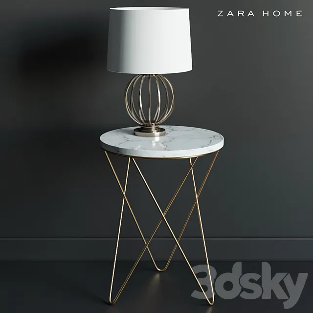 Coffee table and lamp ZARA home 3DS Max Model