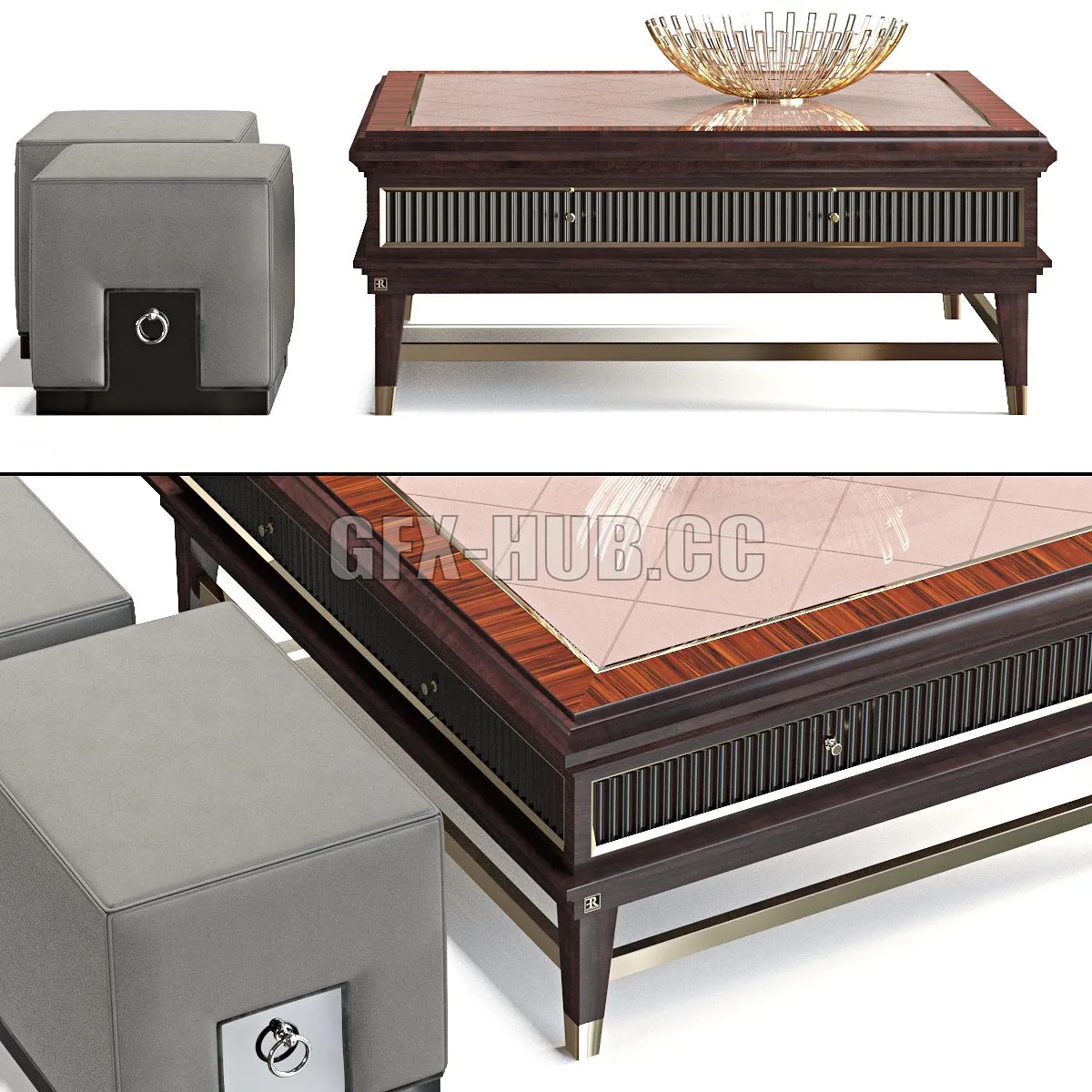 Coffee table and pouf 3dsMax Model