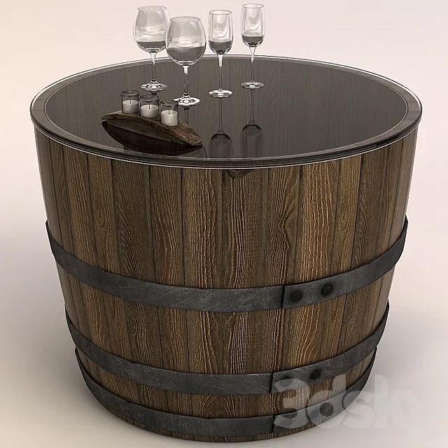 Coffee Table Barrel 3DS Max Model