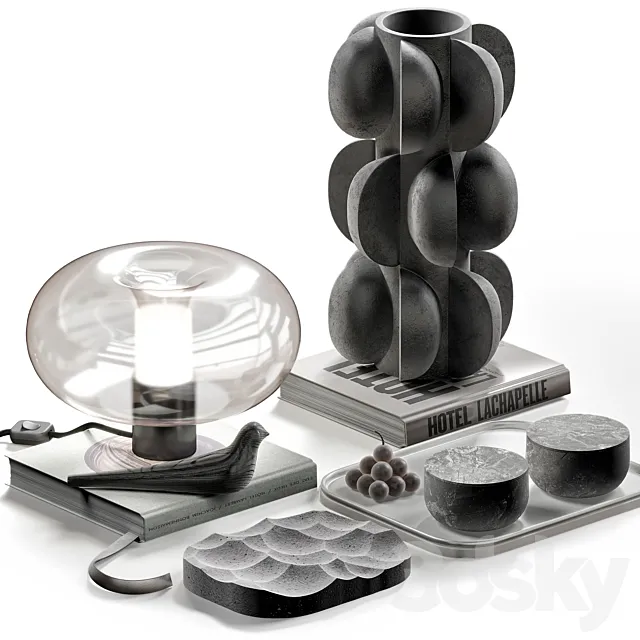 Coffee table decor set 045 with lamp 3DSMax File