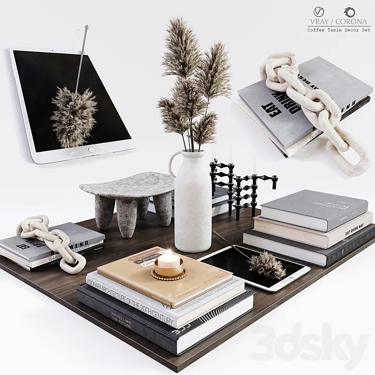 Coffee Table Decor Set 3DS Max Model