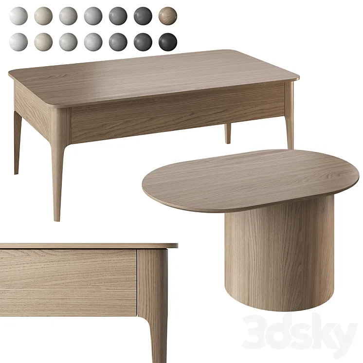 Coffee table Ellipse Type 14 colors 3DS Max